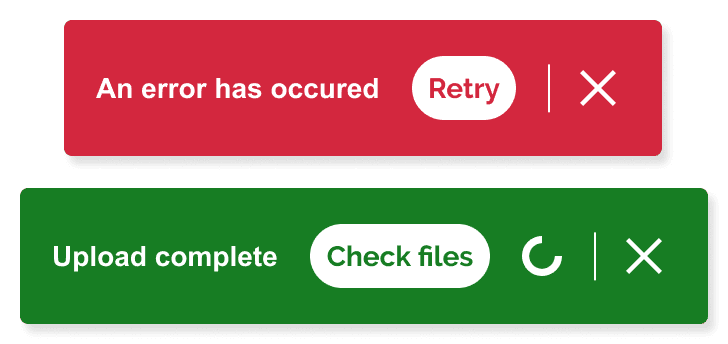 A green and a red Toasts to differentiate variants